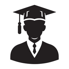 Person in graduation cap and gown.Silhouette Graduates wear a black hat and gown to stand for congratulations on graduation in silhouette