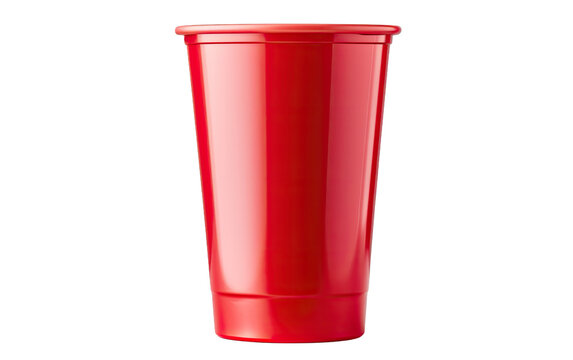Red Plastic Party Cup on a White or Clear Surface PNG Transparent Background.