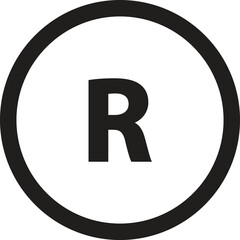 Registered trademark logo icon. Copyright mark symbol icon