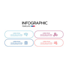 Thin line infographic. Vector Infographic design template with icons and 4 options or steps. Can be used for process diagram, presentations, workflow layout, banner, flow chart, info graph.
