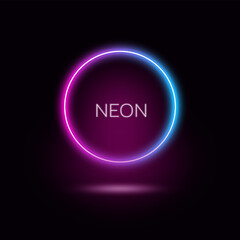 Vector infographic Neon light design with label options, steps, or processes.