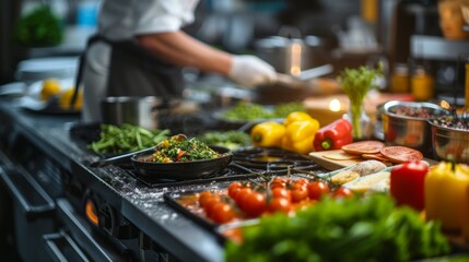 A shot of food products being prepared in the kitchen, underscoring grocery services.