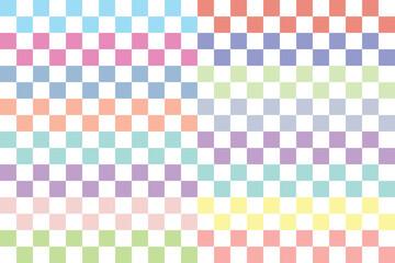 Checkered pattern background. Block pattern. Print design. Graphic design. Vector pattern. Geomatic wallpaper. Simplicity. Seamless vector. Decorative. Pastel colours. Rainbow. 