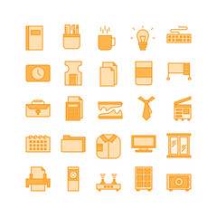 Office icon set filled color icon collection. Containing icons.