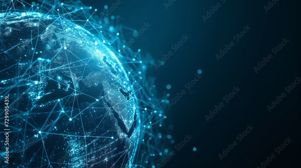 Poster an abstract globe with interconnected lines, illustrating global financial networks