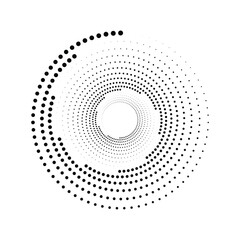 Halftone circular dotted frames set. Circle dots isolated on the white background. Logo design element for medical, treatment, cosmetic. Round border using halftone circle dots texture.
