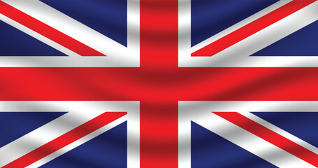 Flat Illustration of the United Kingdom flag. United Kingdom flag design. United Kingdom Wave flag. 
