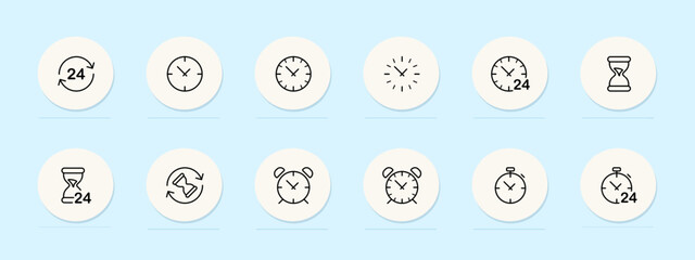 Timer line icon. Modern, efficient, countdown, clock, deadline, stopwatch, time management, efficiency, productivity. Pastel color background. Vector line icon for business and advertising