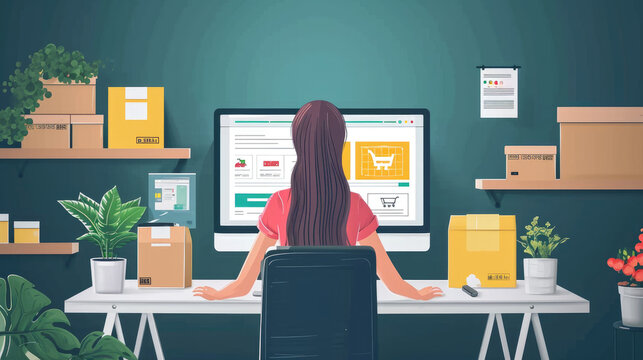 woman using online internet to buying product or business fast shipping delivery to customer,E-commerce and Online Shopping