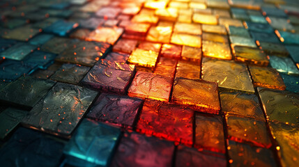 Mosaic tiles in a myriad of shades create an enchanting tableau under the soft glow of lights.