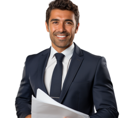 Attractive architect businessman smiling isolated on white