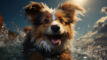 A_happy_Dog_jumps_from_the_ocean_to_the_sky_in_the
