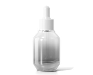 Blank Clear white cosmetic glass dropper bottle Packaging Isolated On Transparent Background, Prepared For Mockup, 3D Render.