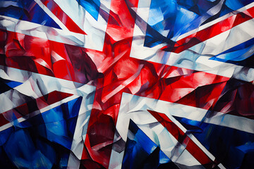 Image of british flag with red white and blue design. - obrazy, fototapety, plakaty