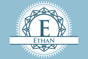 Mandala monogram letter E logo