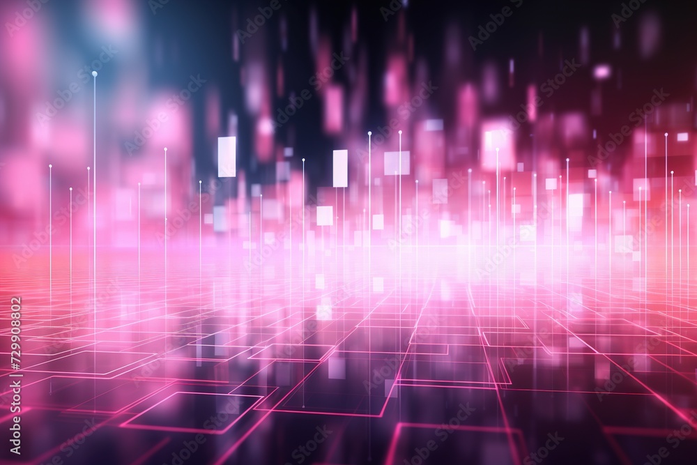 Poster abstract futuristic background with pink neon lights. it, cyberspace, computer data transfer. perfec