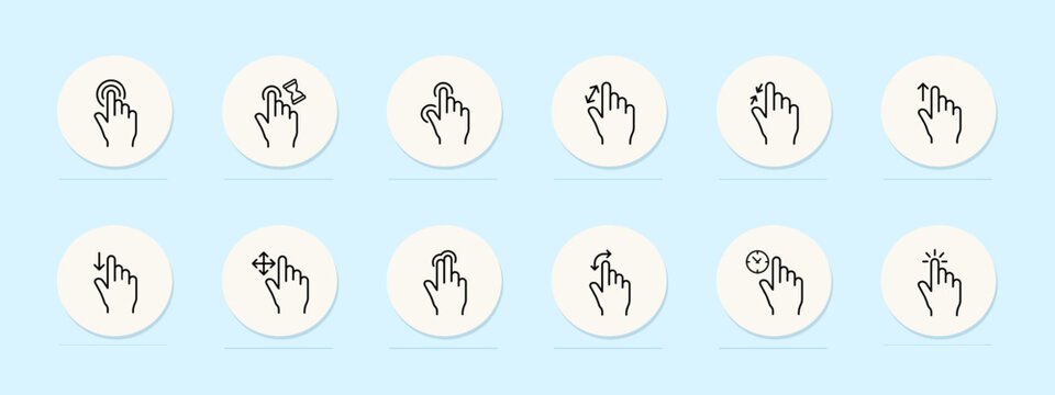 Touch control line icon. Touchscreen technology, tactile interaction, touch-sensitive interface. Pastel color background. Vector line icon for business and advertising