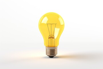 3d rendering of yellow light bulb on white background, Ai Generated