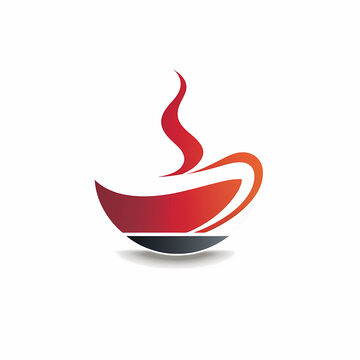 Stylized image of a cup of hot coffee and steam above it; logo for a cafe chain in a minimalist style on a white background