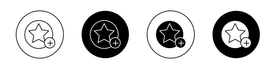 Star Favorite Icon Set. Value Add and Top Rate Vector symbol in a black filled and outlined style. Preferred Choice Sign - obrazy, fototapety, plakaty