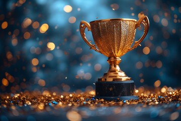 Fototapeta na wymiar Golden Trophy in the Spotlight A Monthly Celebration of Success Generative AI