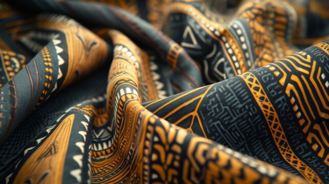 Multicolored African pattern on fabric. Textile pan Africa pattern.