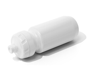 Blank clear white plastic Cycling Water Bottle Packaging Isolated On Transparent Background, Prepared For Mockup, 3D Render.