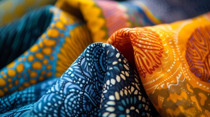 Multicolored African pattern on fabric. Textile pan Africa pattern.