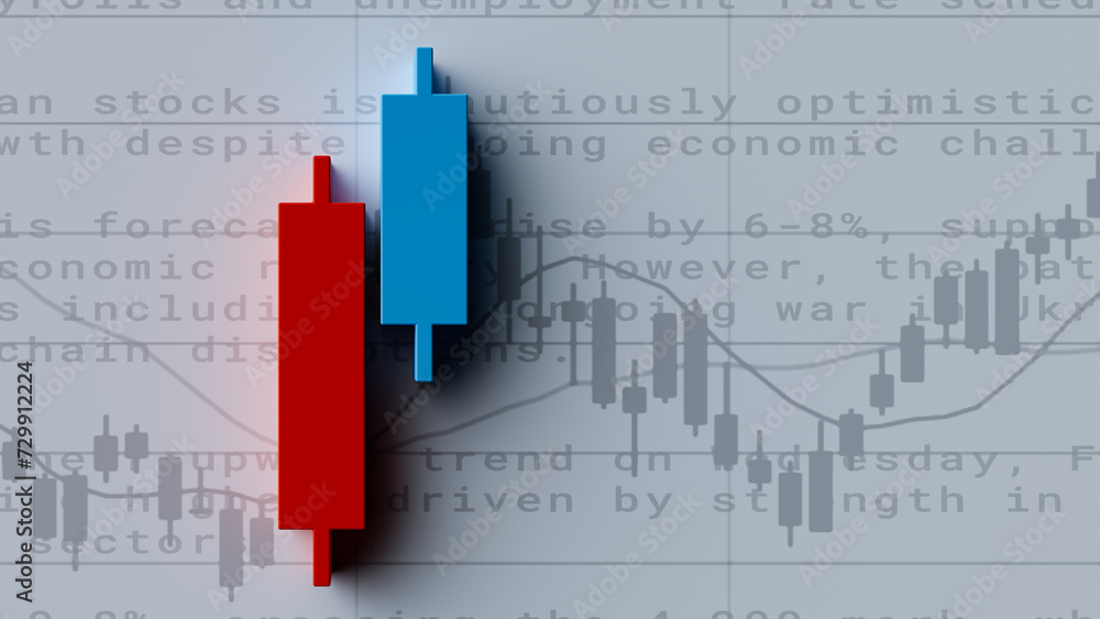 Poster stock chart background with stock market news text.3d rendering