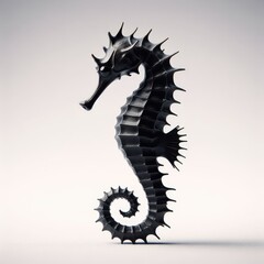 black seahorse  on white