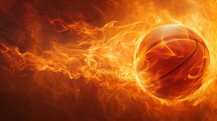 Basketball Blaze: Fiery oranges and dynamic lines mirror the intensity of basketball on the court
