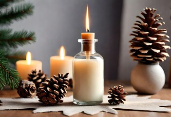 Fototapeta na wymiar candles and christmas seeen