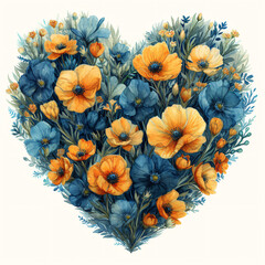 Blue Flowers Heart Shape Sweethearts' Serenade Love in Harmony