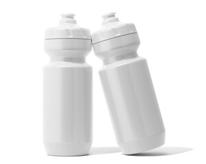 Blank clear white plastic Cycling Water Bottle Packaging Isolated On Transparent Background, Prepared For Mockup, 3D Render.