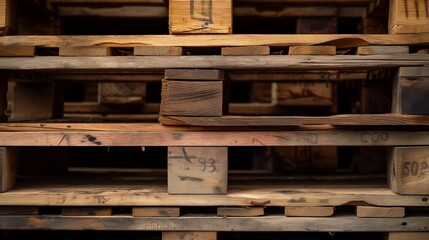 Detailed Wooden Pallet Stack Close-Up