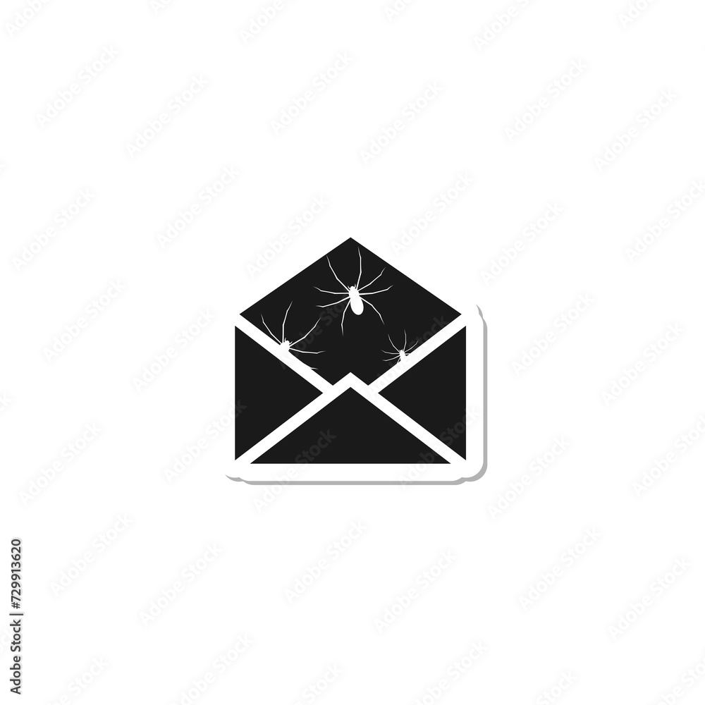 Poster envelope with malware bug icon isolated on transparent background