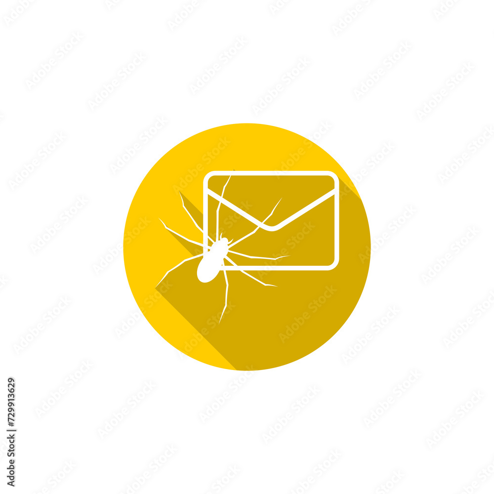 Poster envelope with malware bug icon isolated on transparent background