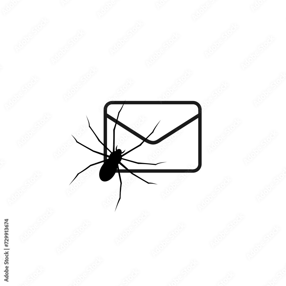 Poster envelope with malware bug icon isolated on transparent background