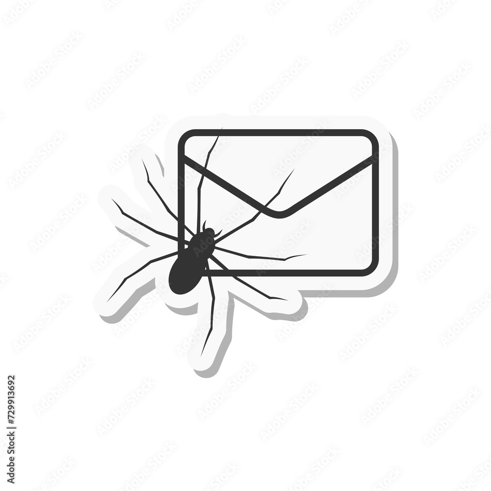 Poster envelope with malware bug icon isolated on transparent background