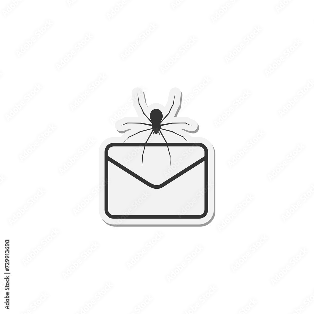 Poster envelope with malware bug icon isolated on transparent background