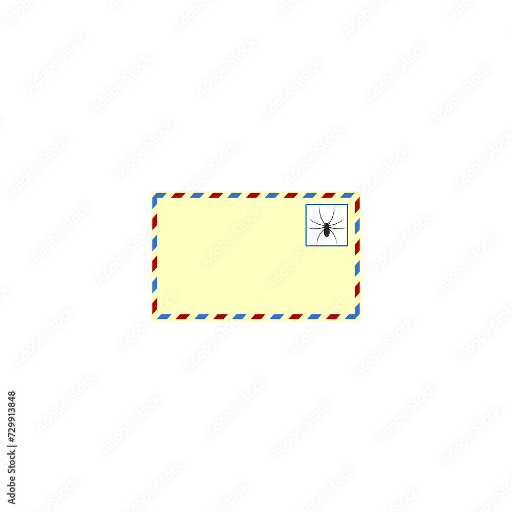 Poster envelope with malware bug icon isolated on transparent background