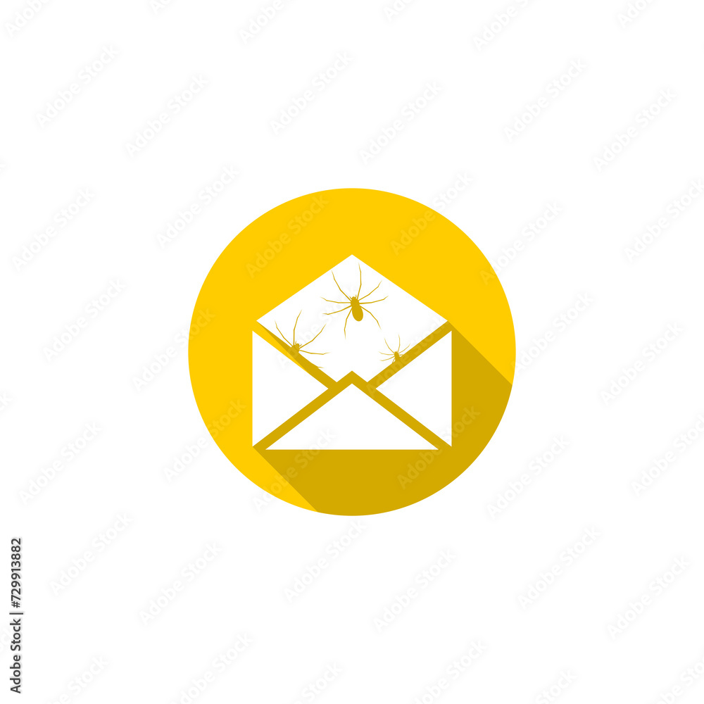 Poster envelope with malware bug icon isolated on transparent background