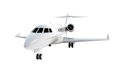 White Corporate Aircraft Jet, Symbolizing Prestige and Business Sophistication on a White or Clear Surface PNG Transparent Background.