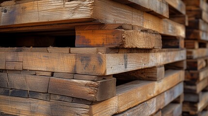 Organized Timber Pallets in Storage Yard