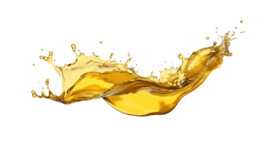 Efficiency and Performance of Diverse and Well Designed Yellow Oil Splash Images on a White or Clear Surface PNG Transparent Background.