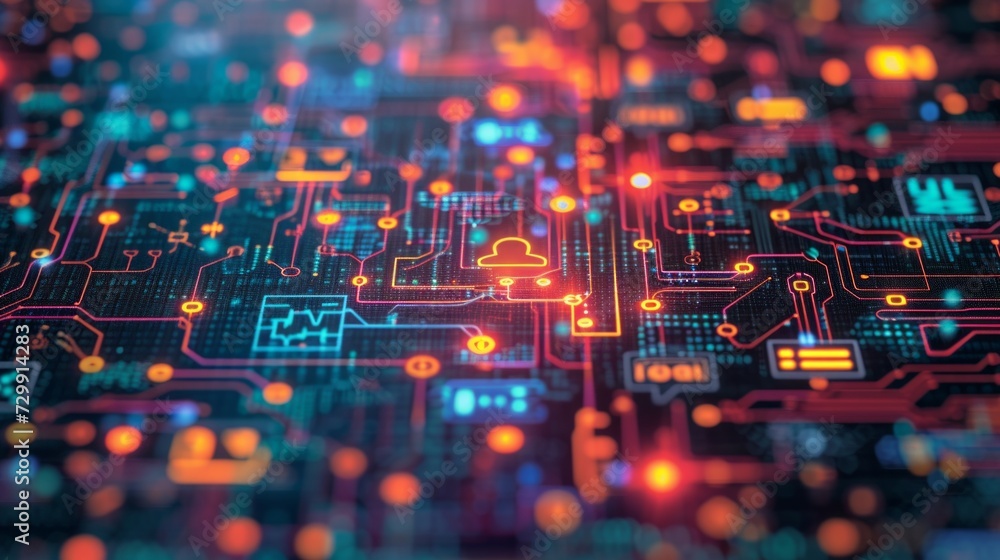 Poster digital literacy: pixelated patterns and tech icons highlight the importance of digital skills.