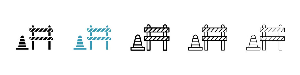 Traffic Barrier Vector Icon Set. Safety Blockade vector symbol for UI design. - obrazy, fototapety, plakaty