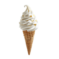 vanilla ice cream cone isolated on transparent background