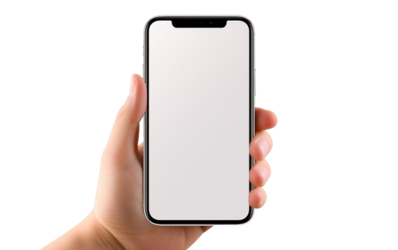 A Hand Embracing a Cell Phone, Bridging Gaps in Communication on a White or Clear Surface PNG Transparent Background.