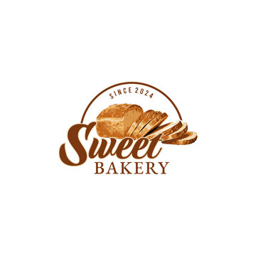 Bakery logo design. Vector illustration of wheat bread slices